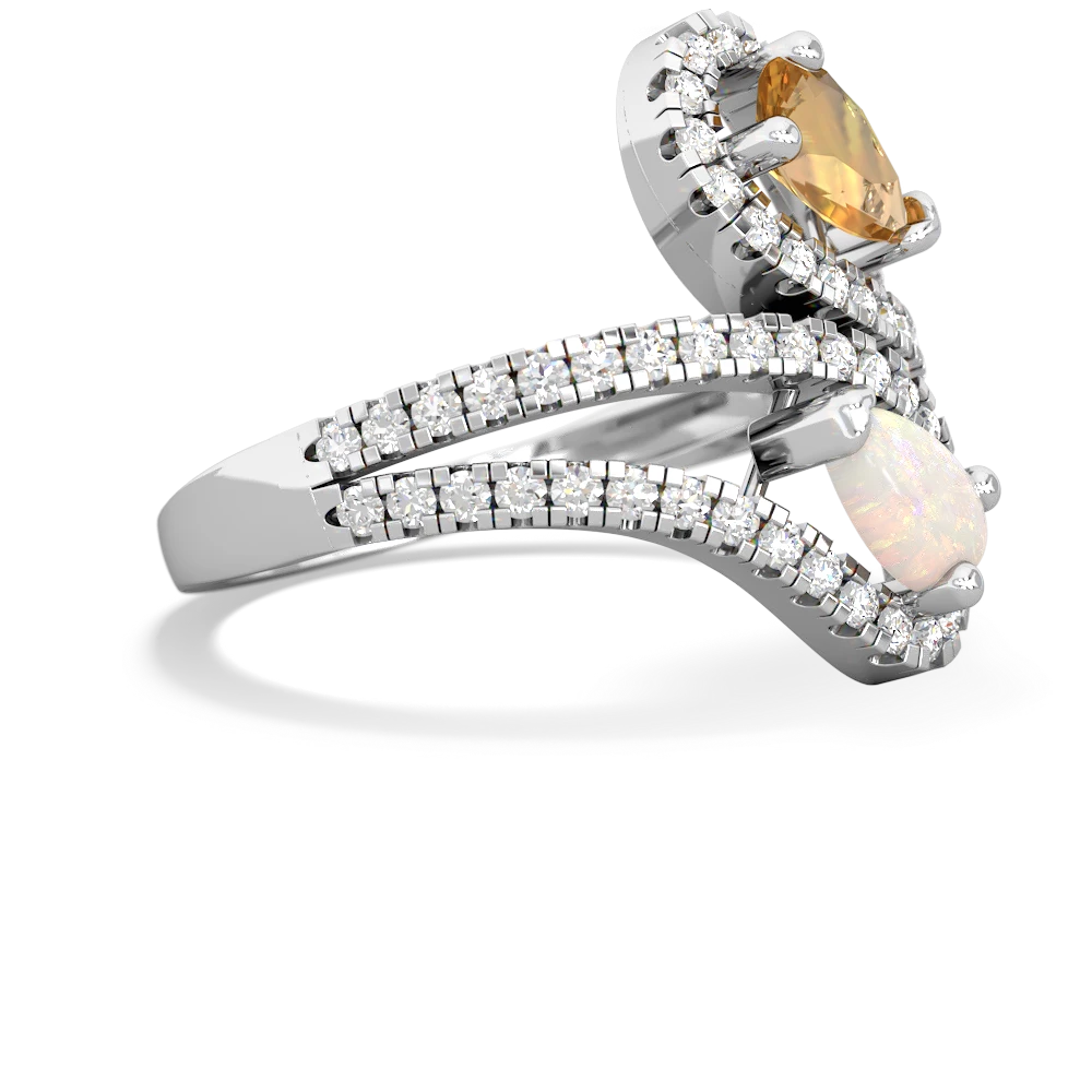 Citrine Diamond Dazzler 14K White Gold ring R3000