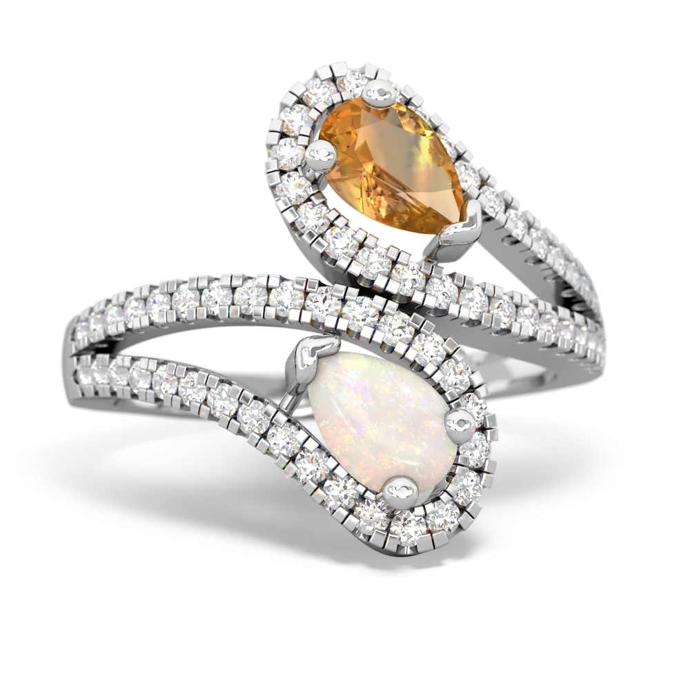 Citrine Diamond Dazzler 14K White Gold ring R3000