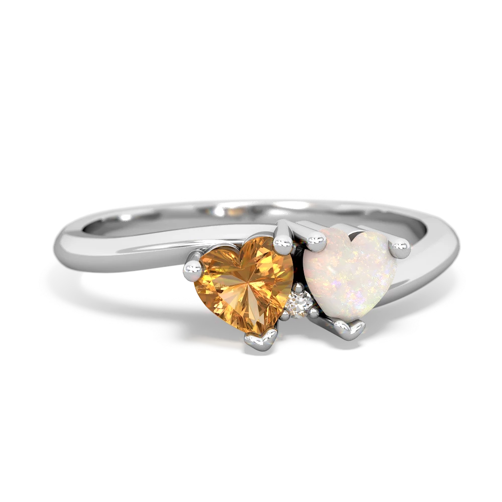 Citrine Sweethearts 14K White Gold ring R5260