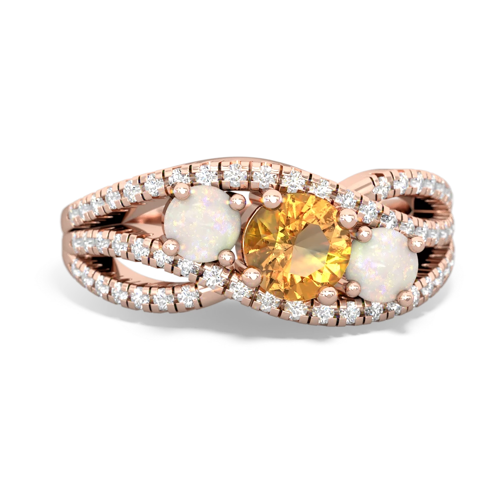 Citrine Three Stone Aurora 14K Rose Gold ring R3080