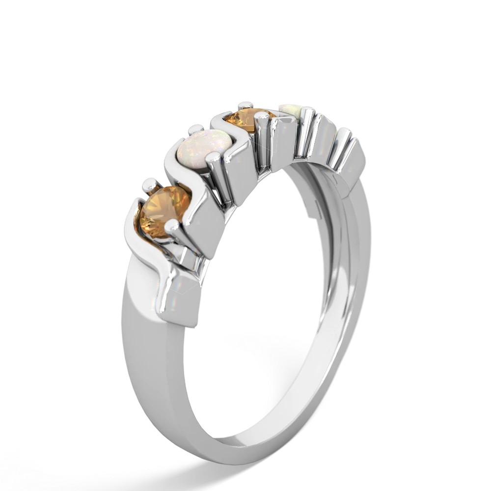 Citrine Anniversary Band 14K White Gold ring R2089