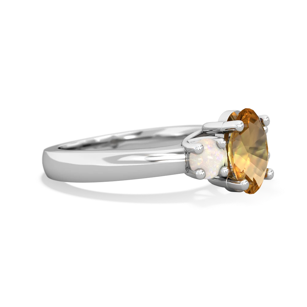 Citrine Three Stone Oval Trellis 14K White Gold ring R4024