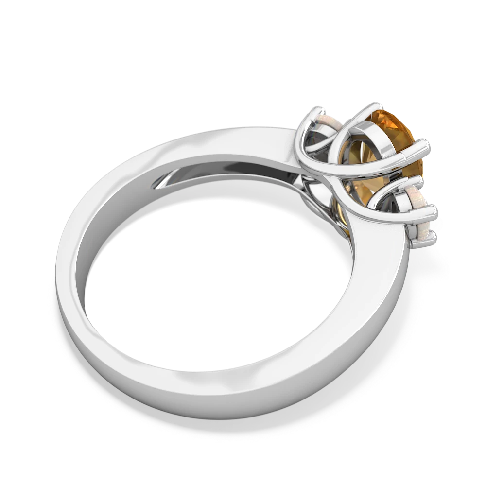 Citrine Three Stone Oval Trellis 14K White Gold ring R4024