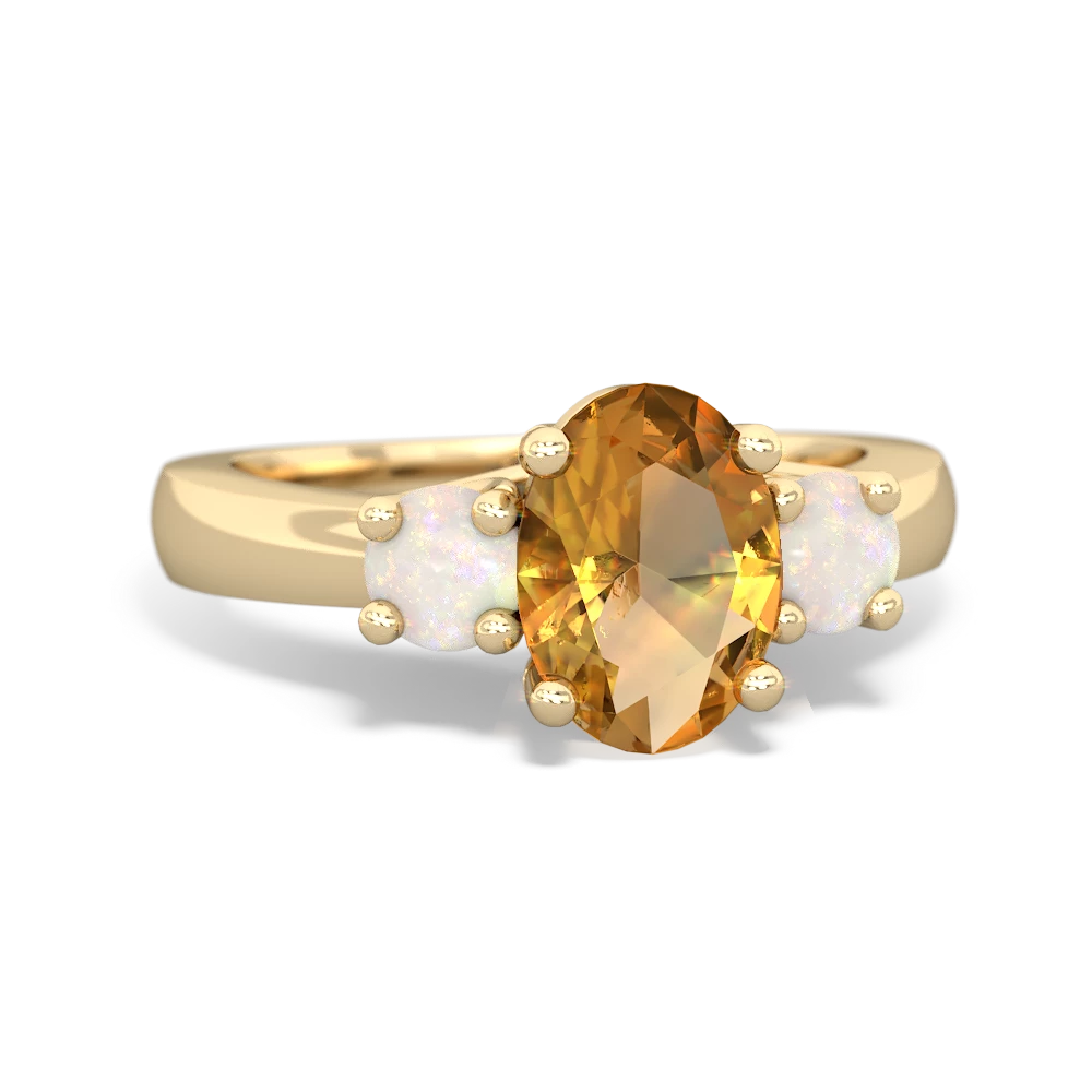 Citrine Three Stone Oval Trellis 14K Yellow Gold ring R4024