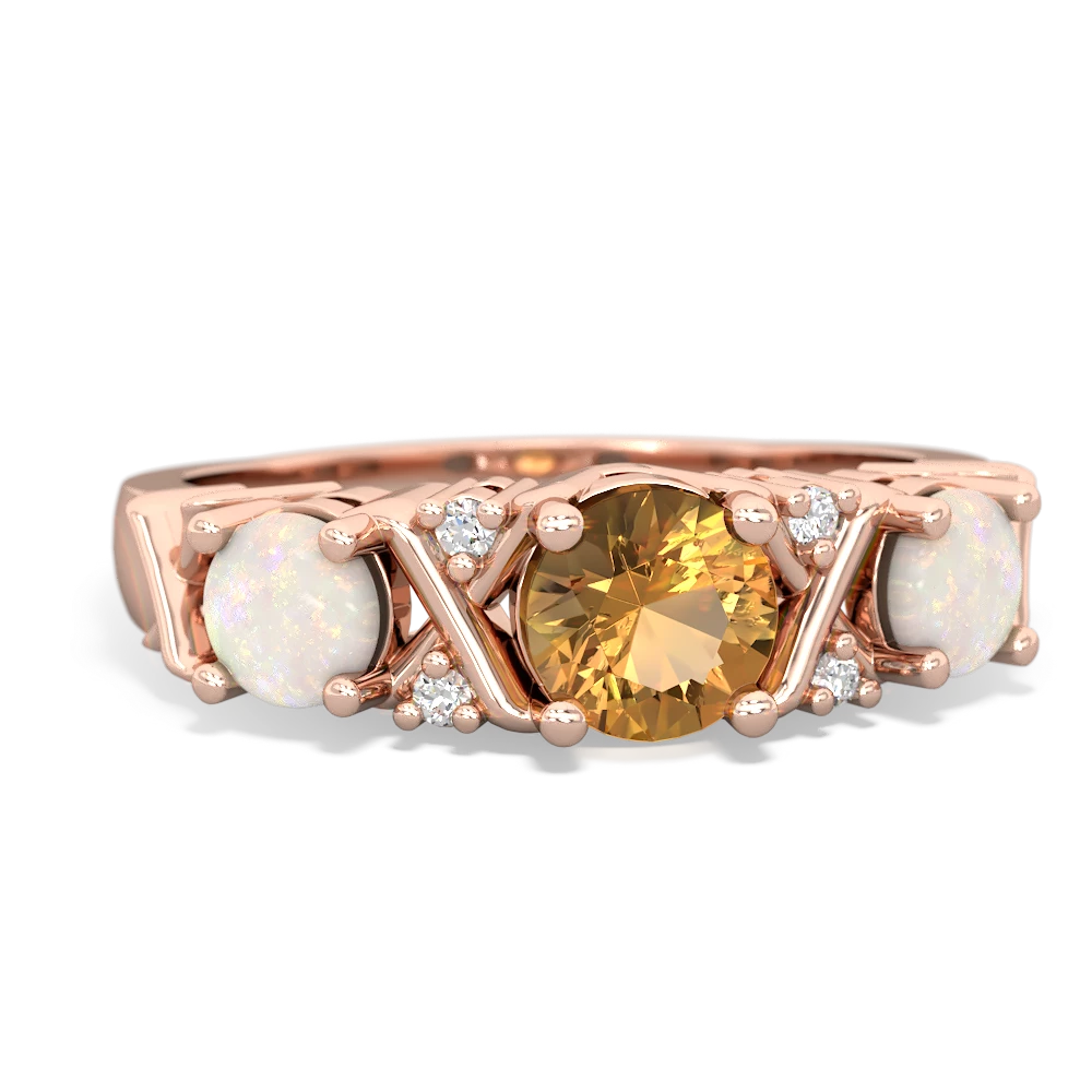 Citrine Hugs And Kisses 14K Rose Gold ring R5016