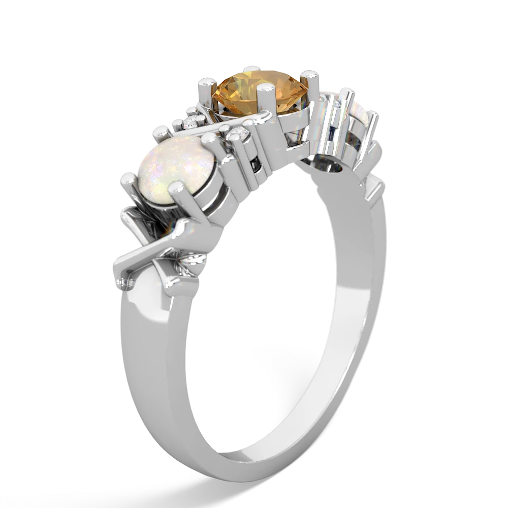 Citrine Hugs And Kisses 14K White Gold ring R5016