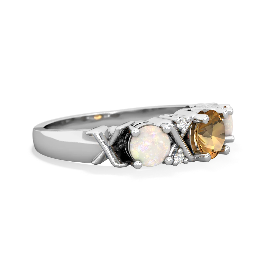 Citrine Hugs And Kisses 14K White Gold ring R5016