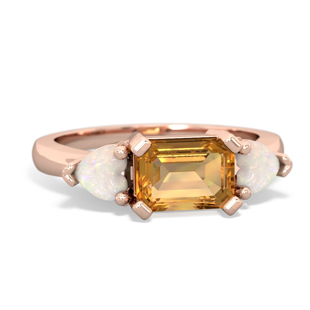 Citrine Three Stone 14K Rose Gold ring R5235