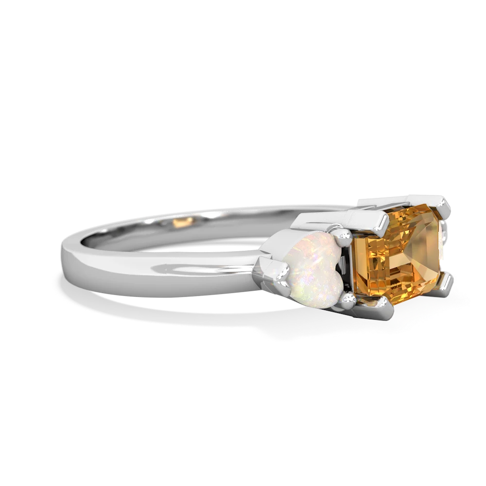 Citrine Three Stone 14K White Gold ring R5235