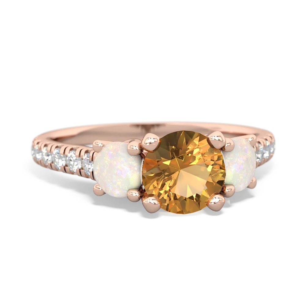 Citrine Pave Trellis 14K Rose Gold ring R5500