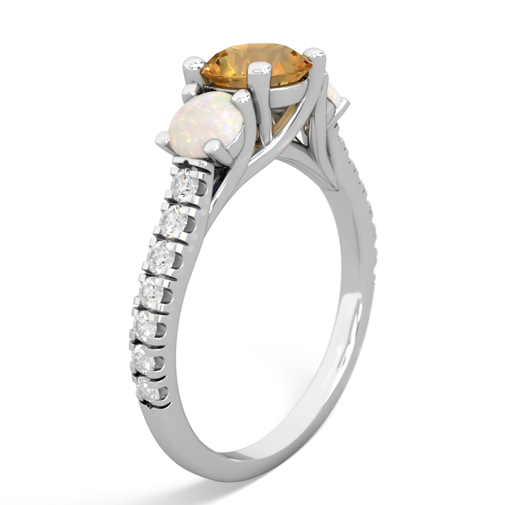 Citrine Pave Trellis 14K White Gold ring R5500