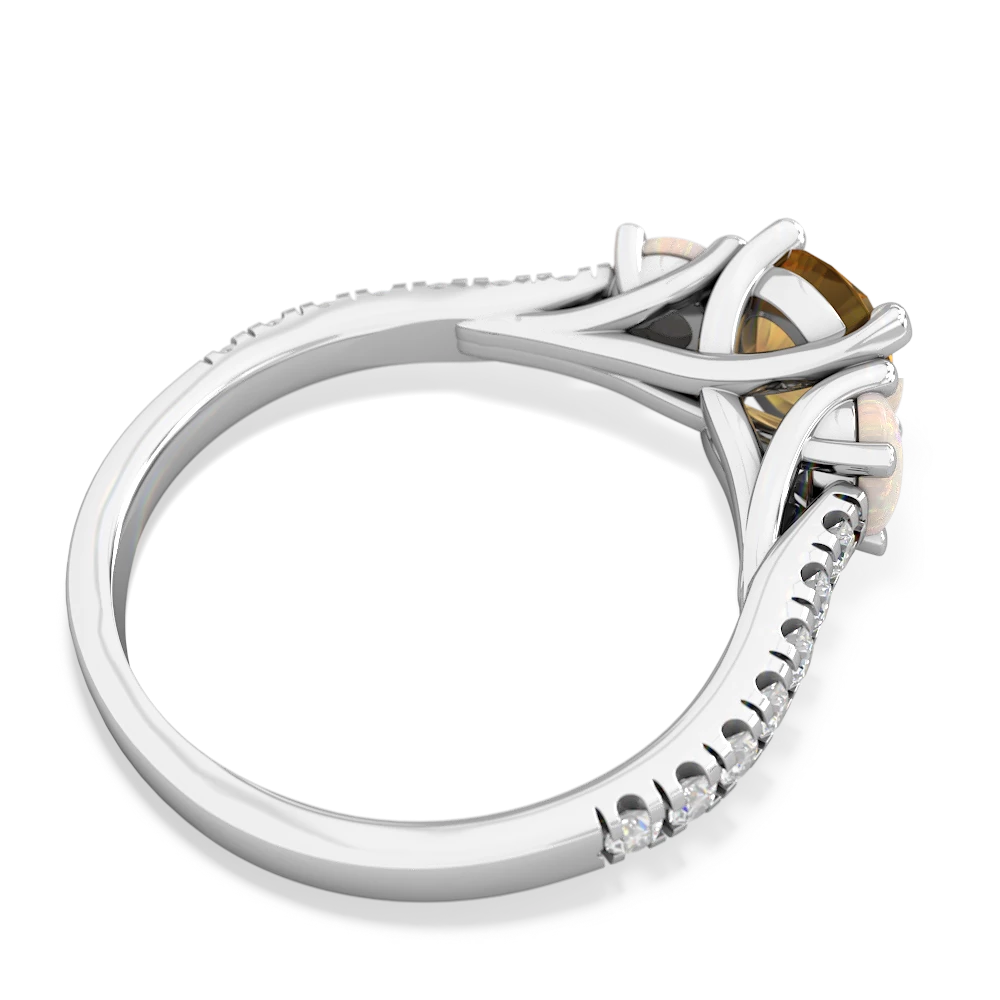 Citrine Pave Trellis 14K White Gold ring R5500