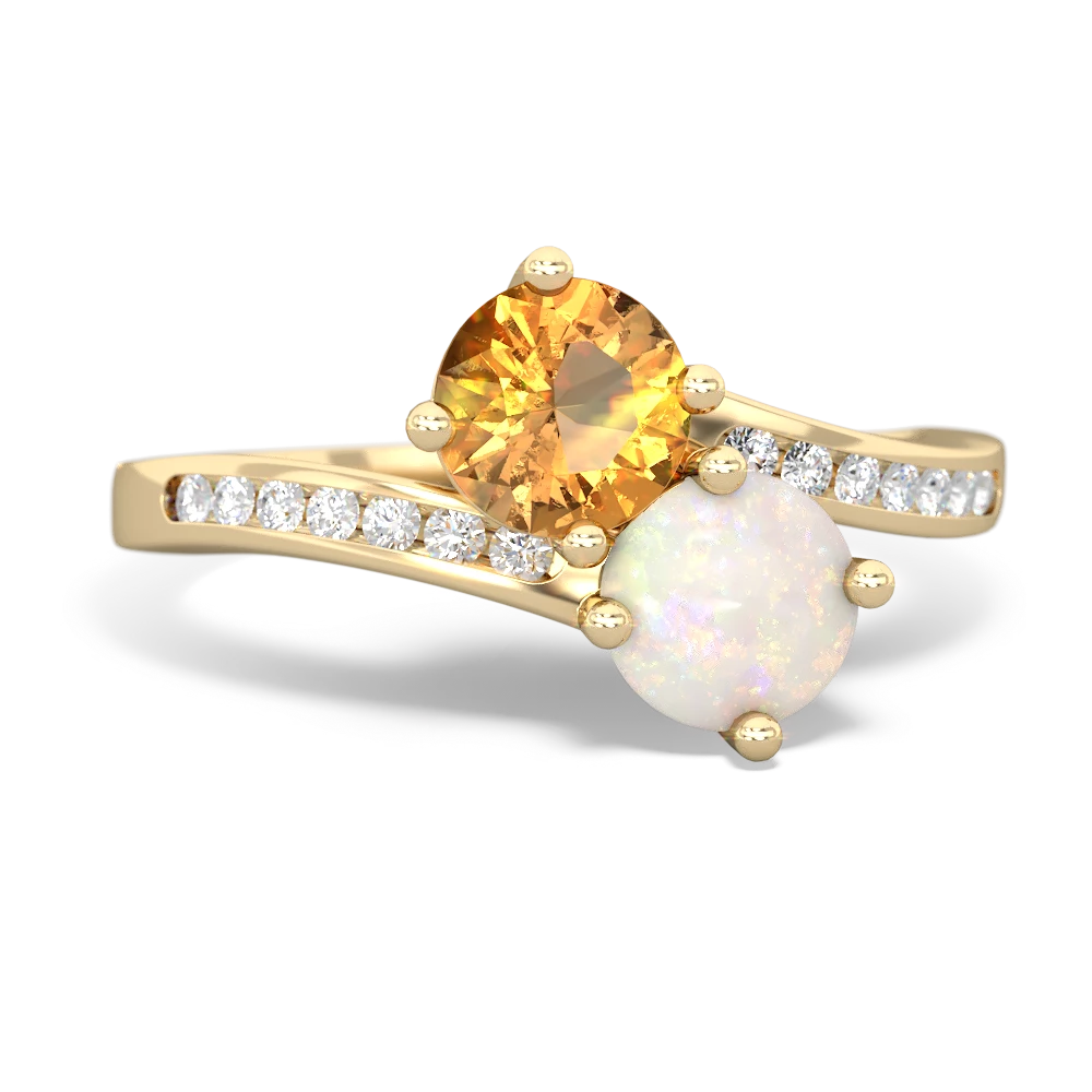 Citrine Channel Set Two Stone 14K Yellow Gold ring R5303