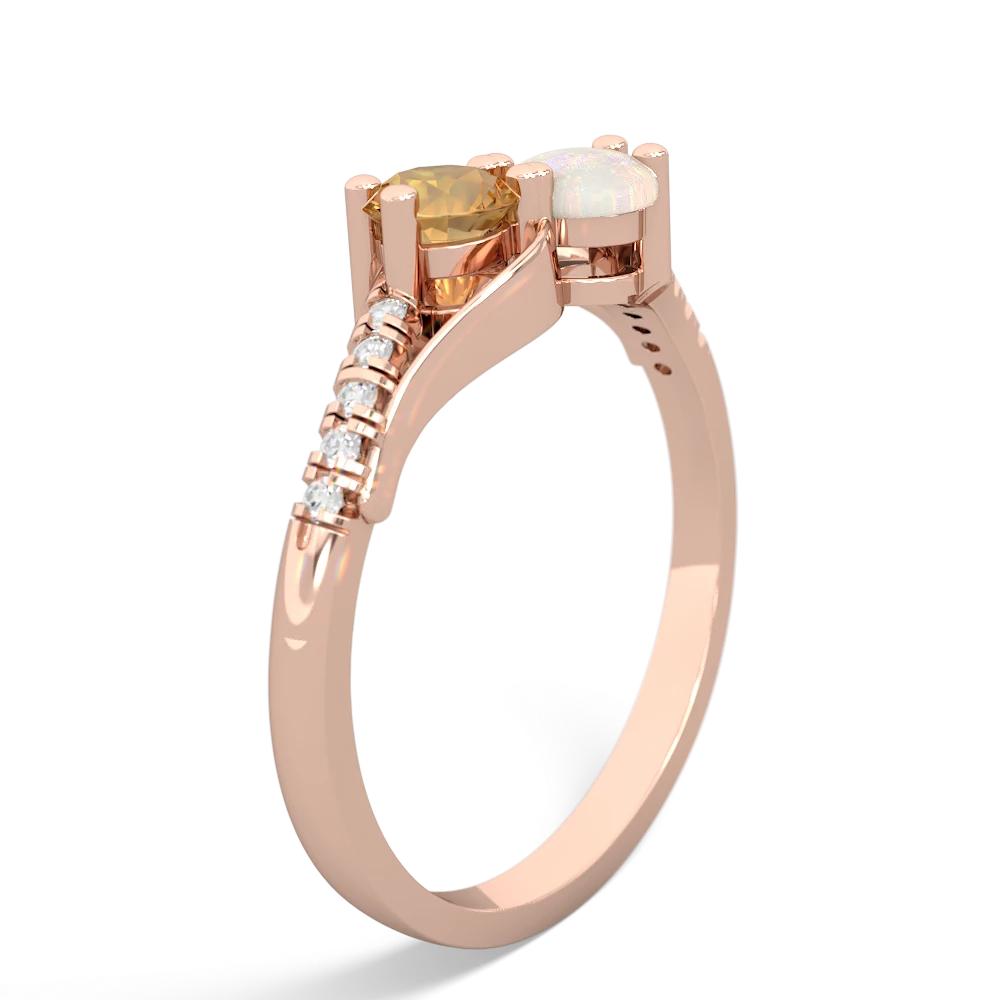 Citrine Infinity Pave Two Stone 14K Rose Gold ring R5285