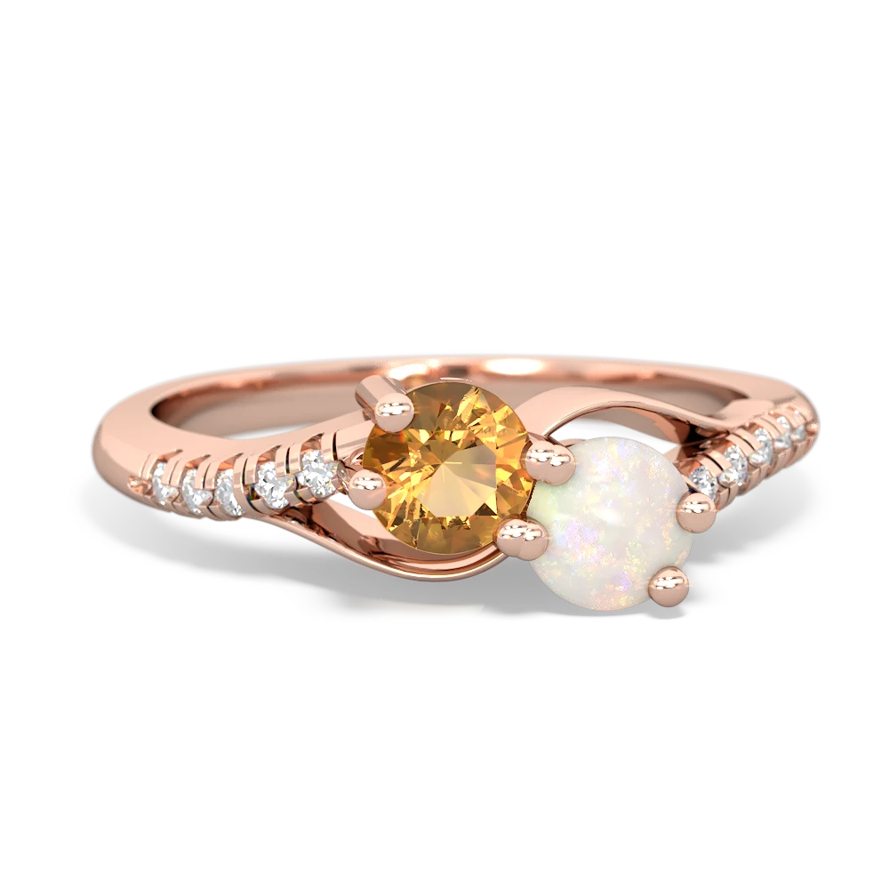 Citrine Infinity Pave Two Stone 14K Rose Gold ring R5285