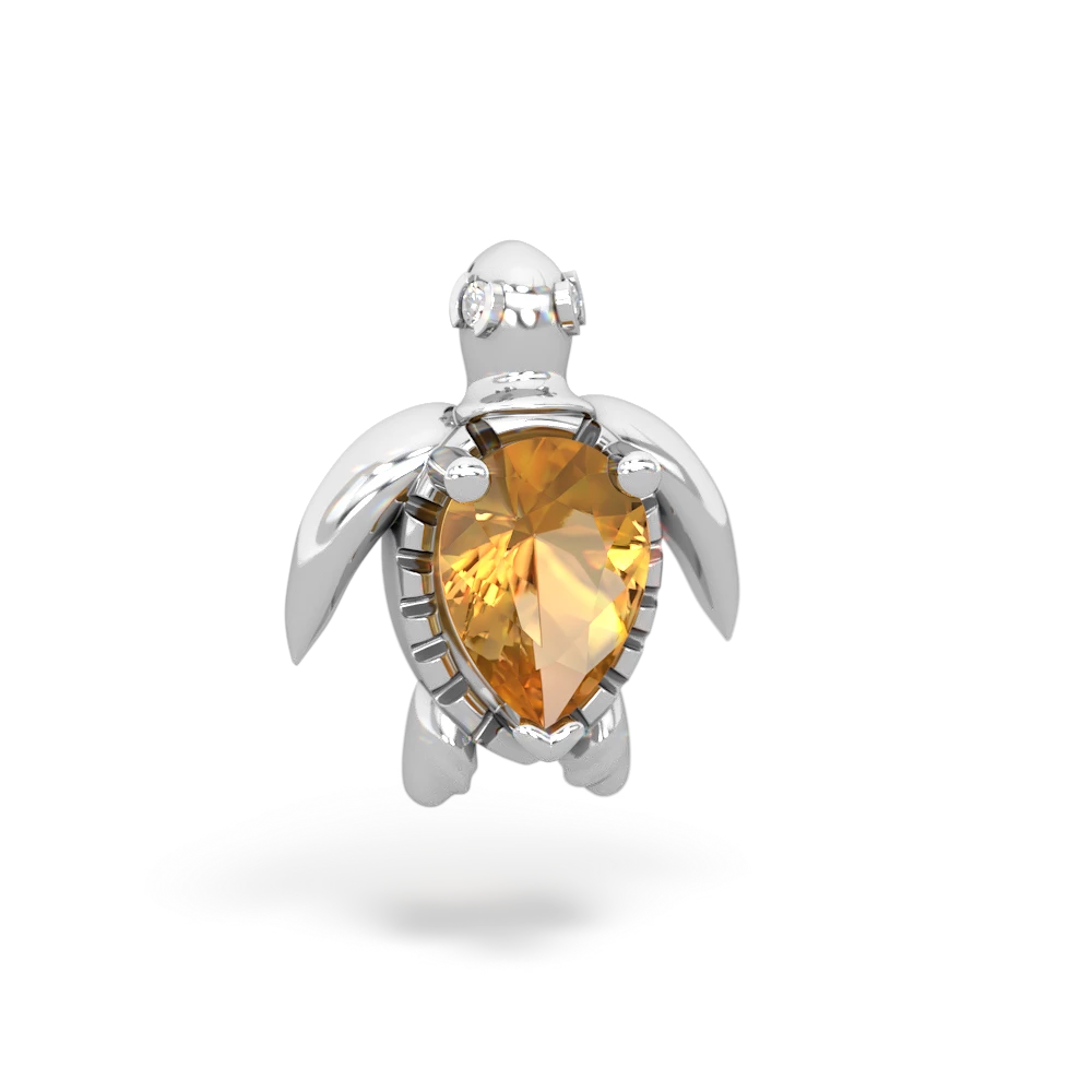 Citrine Baby Sea Turtle 14K White Gold pendant P5241