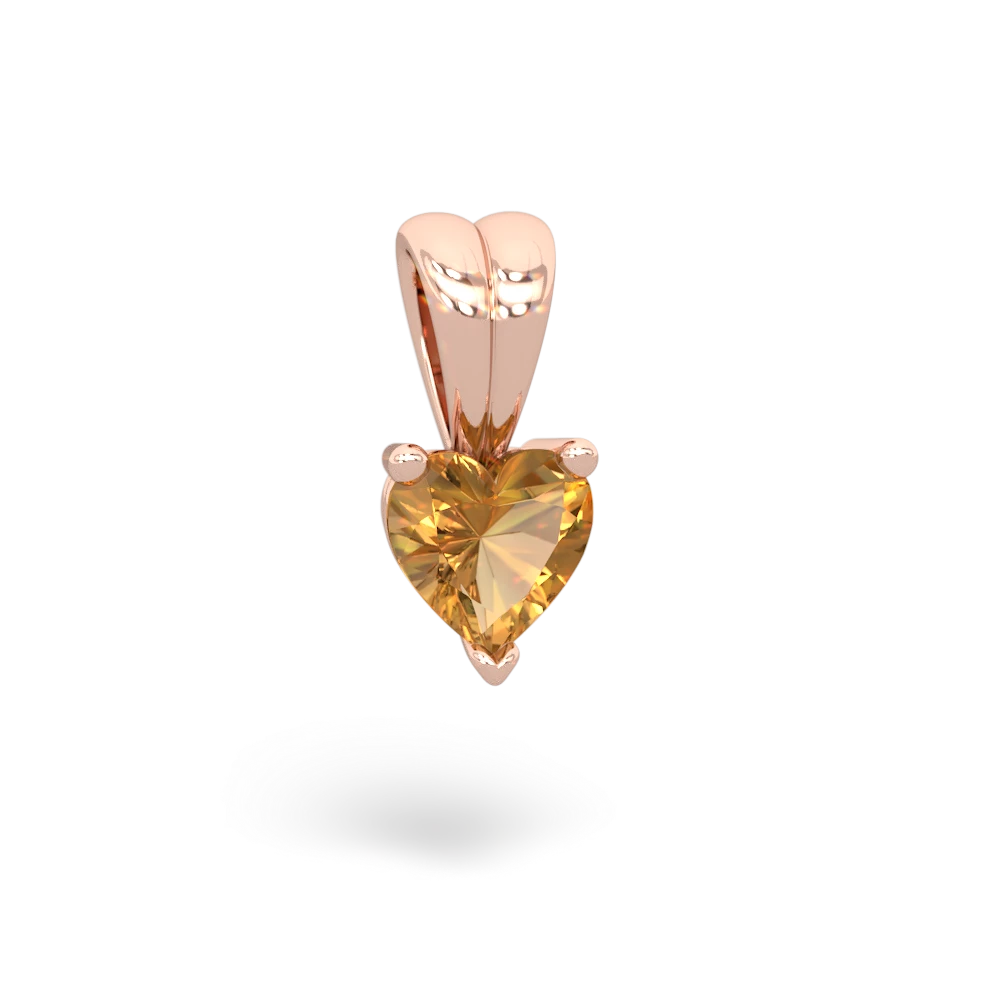 Citrine 5Mm Heart Solitaire 14K Rose Gold pendant P1861