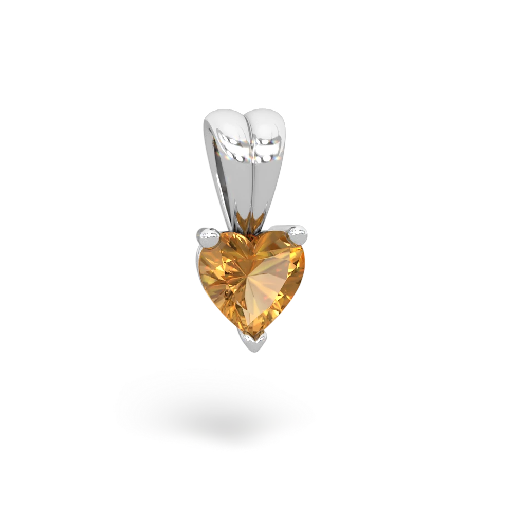 Citrine 5Mm Heart Solitaire 14K White Gold pendant P1861