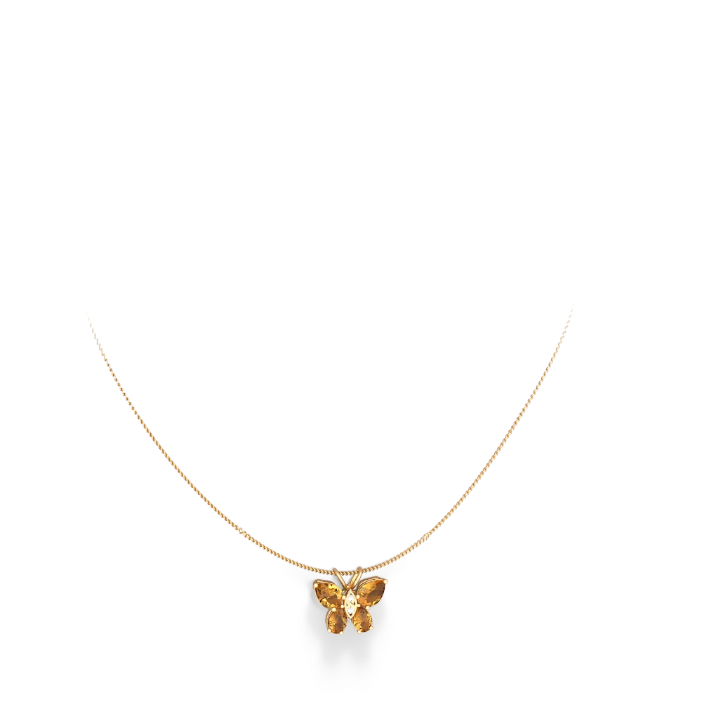 Citrine Butterfly 14K Yellow Gold pendant P2215