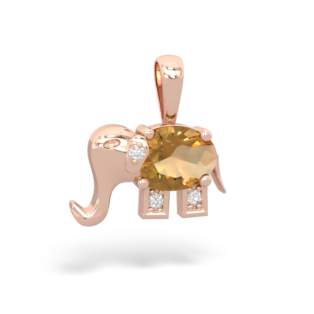 Citrine Elephant 14K Rose Gold pendant P2555