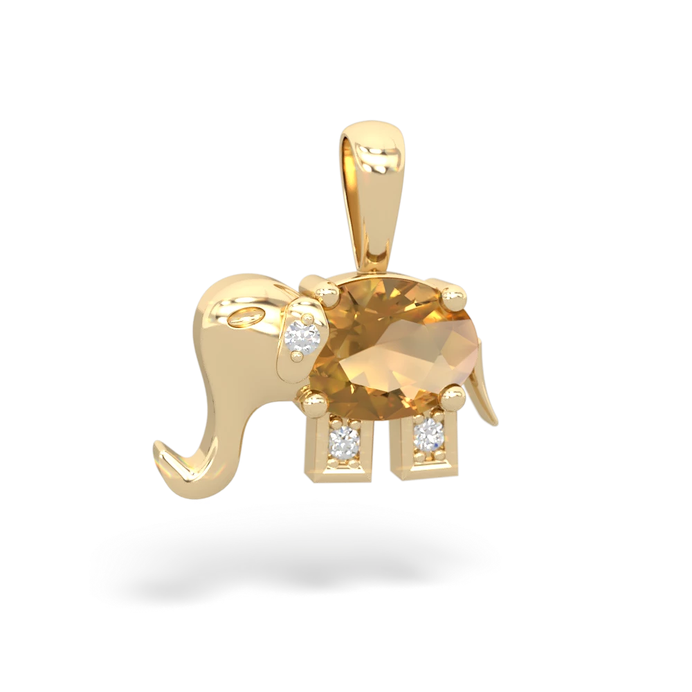 Citrine Elephant 14K Yellow Gold pendant P2555