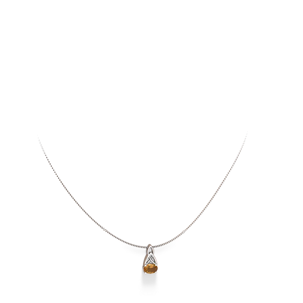 Citrine Celtic Trinity Knot 14K White Gold pendant P2389