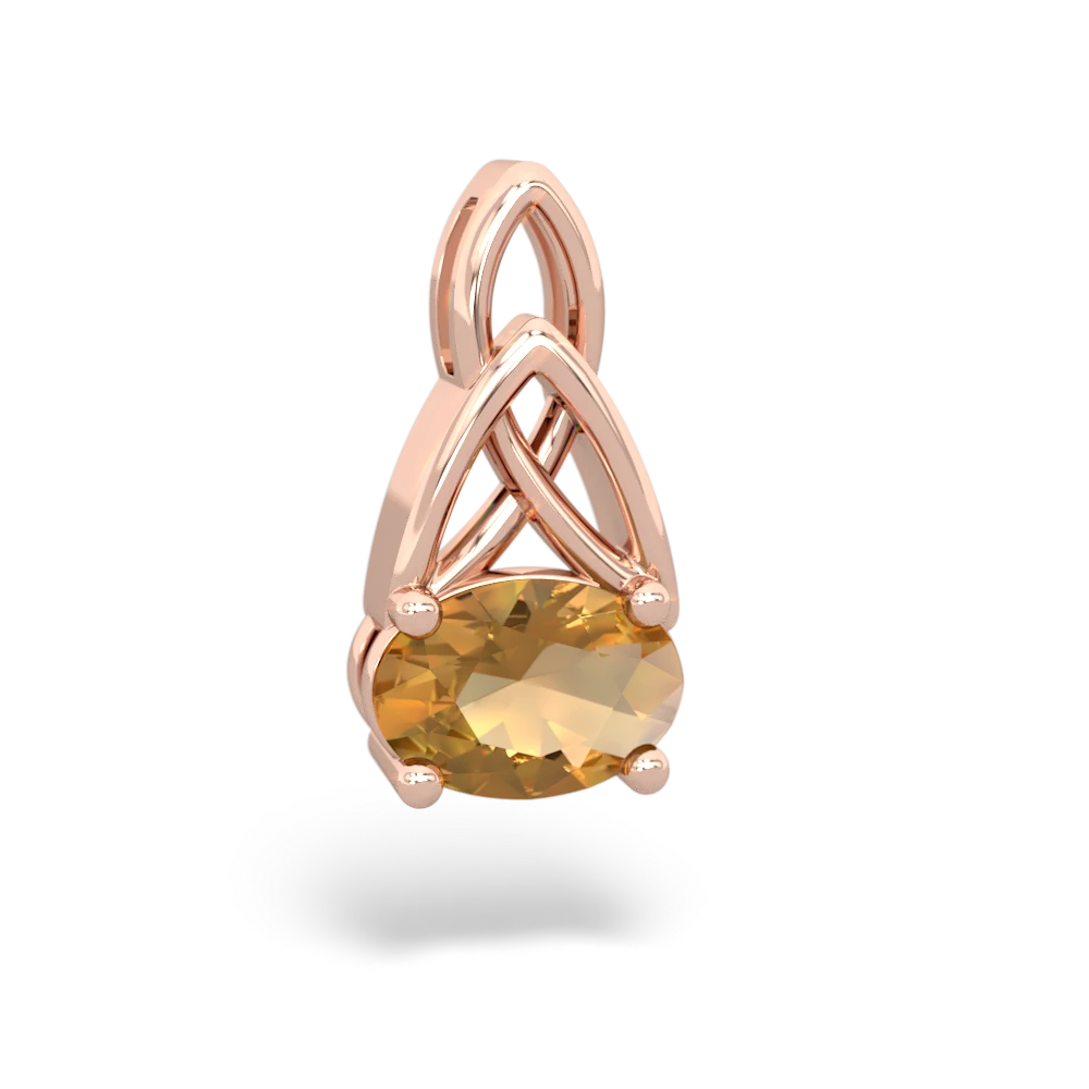 Citrine Celtic Trinity Knot 14K Rose Gold pendant P2389