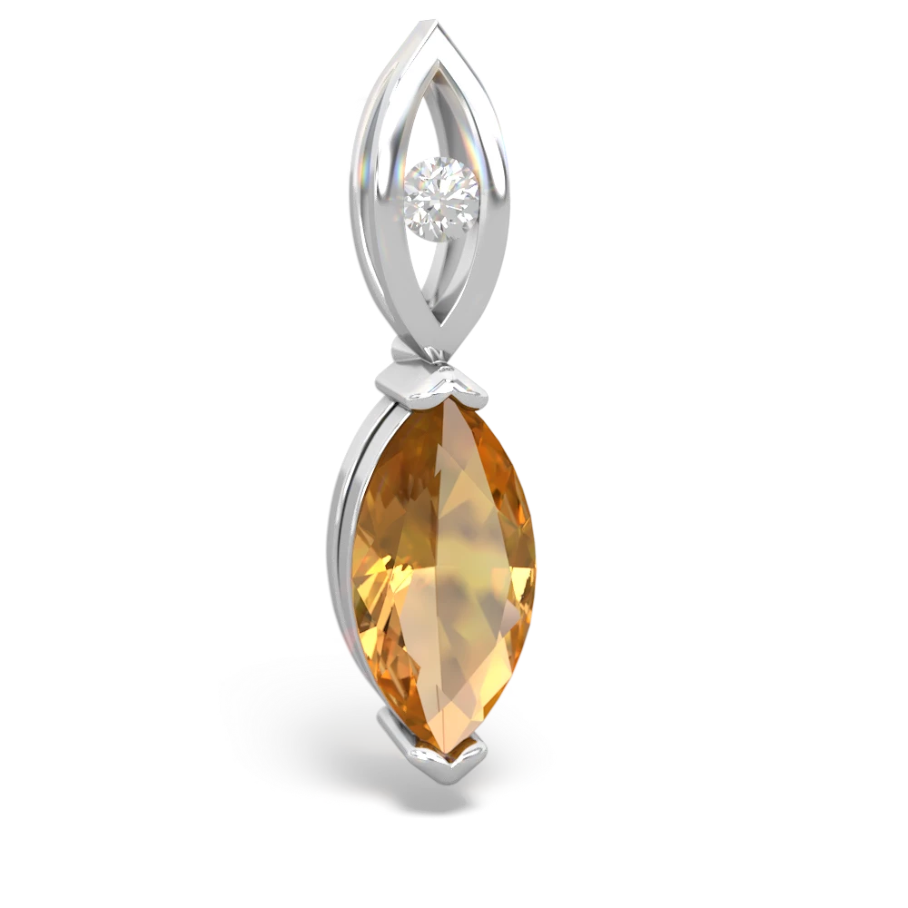 Citrine Marquise Drop 14K White Gold pendant P5333