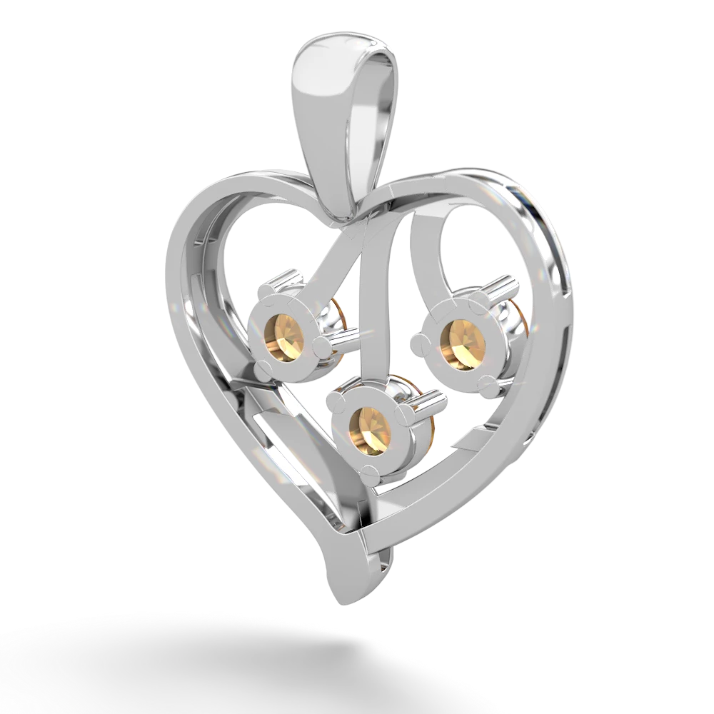 Citrine Glowing Heart 14K White Gold pendant P2233