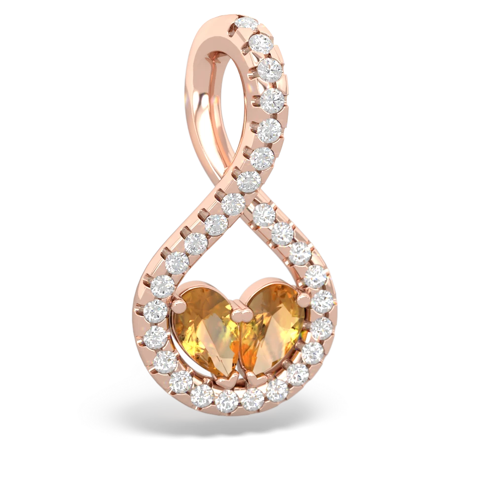 Citrine Pave Twist 'One Heart' 14K Rose Gold pendant P5360