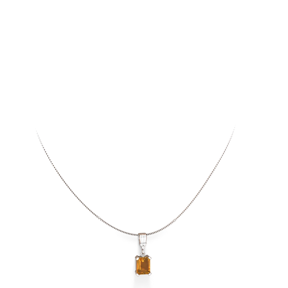 Citrine Art Deco Dangle 14K White Gold pendant P1937