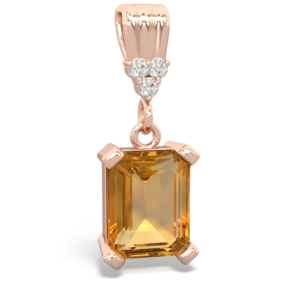 Citrine Art Deco Dangle 14K Rose Gold pendant P1937