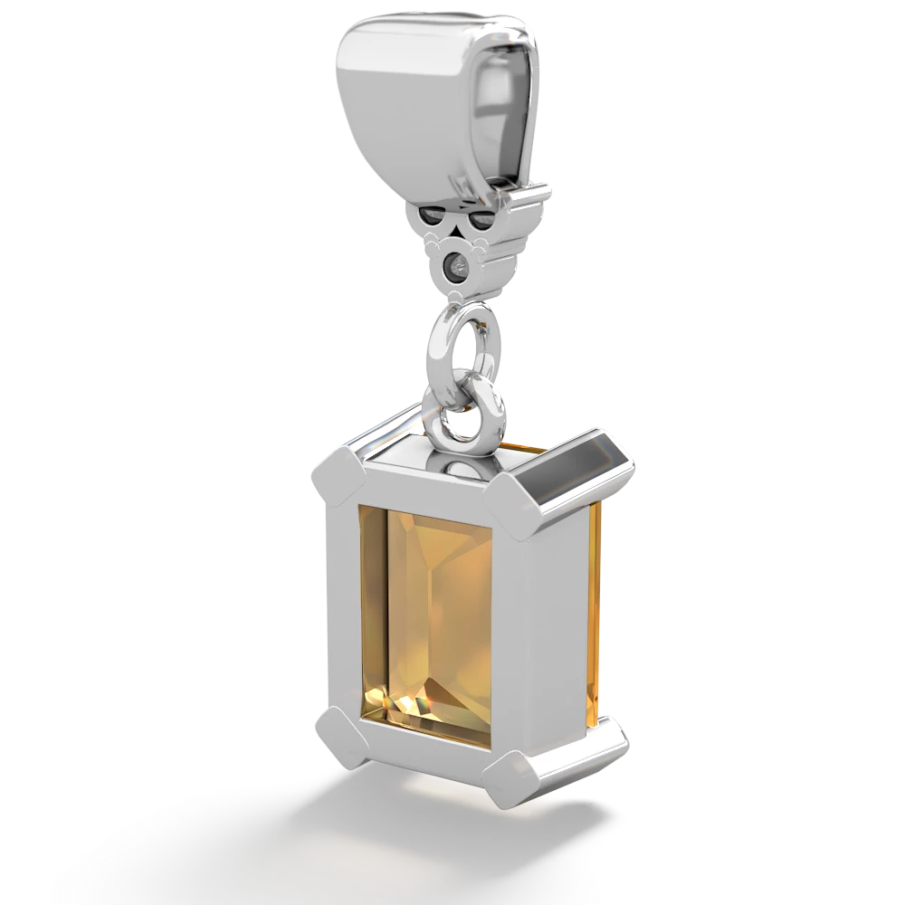 Citrine Art Deco Dangle 14K White Gold pendant P1937