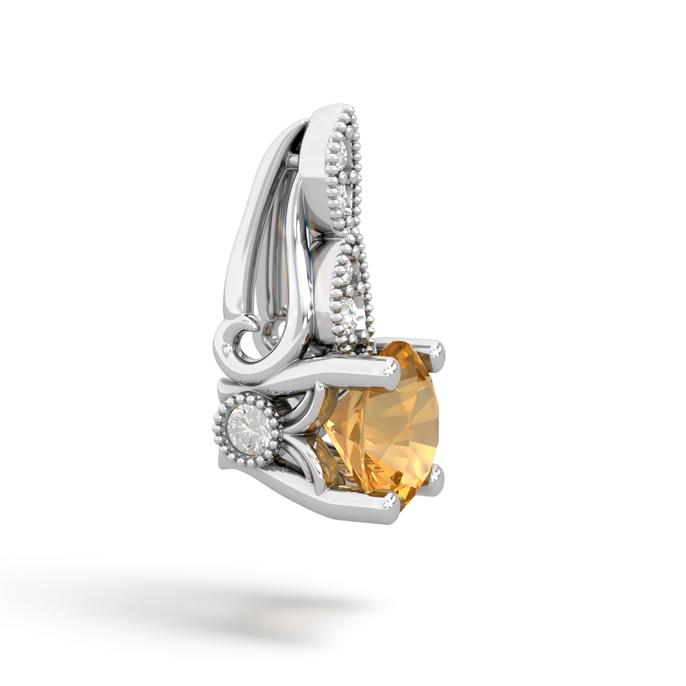 Citrine Antique Elegance 14K White Gold pendant P3100