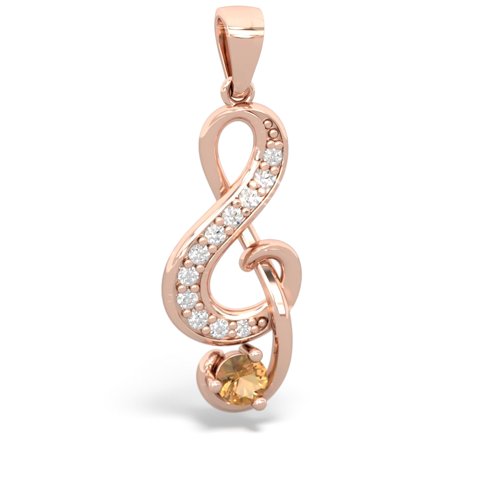 Citrine G-Clef Music 14K Rose Gold pendant P5830