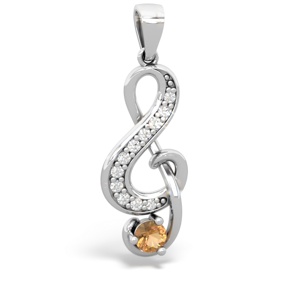 Citrine G-Clef Music 14K White Gold pendant P5830