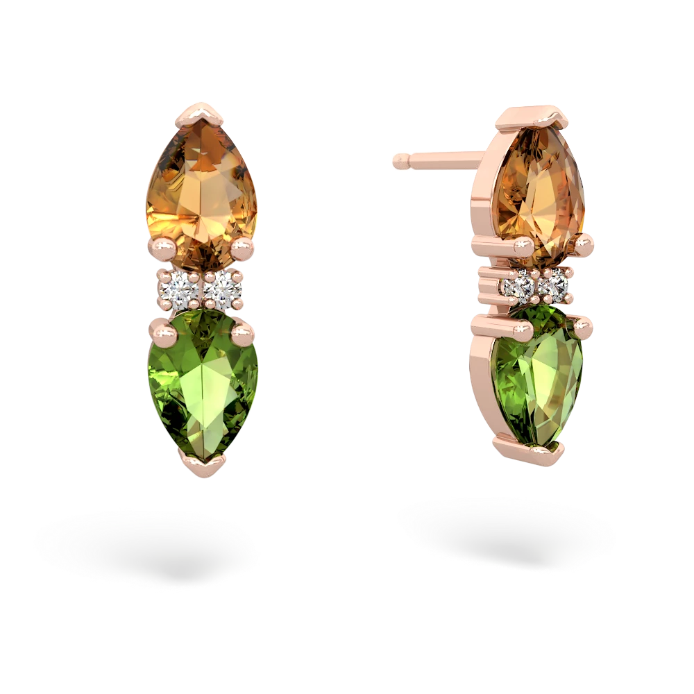 Citrine Bowtie Drop 14K Rose Gold earrings E0865