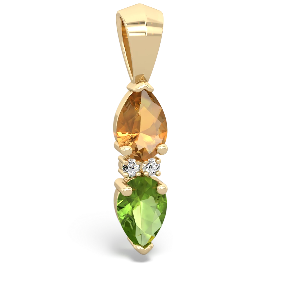 Citrine Bowtie Drop 14K Yellow Gold pendant P0865