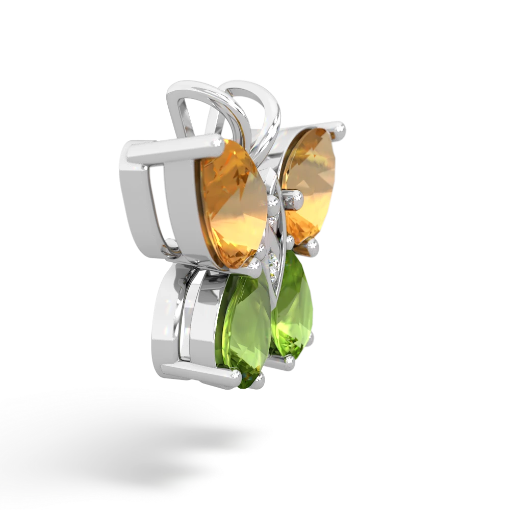 Citrine Butterfly 14K White Gold pendant P2215