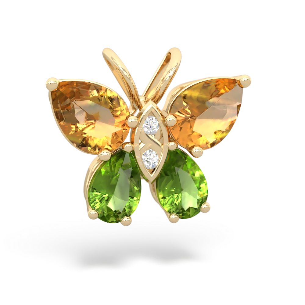 Citrine Butterfly 14K Yellow Gold pendant P2215