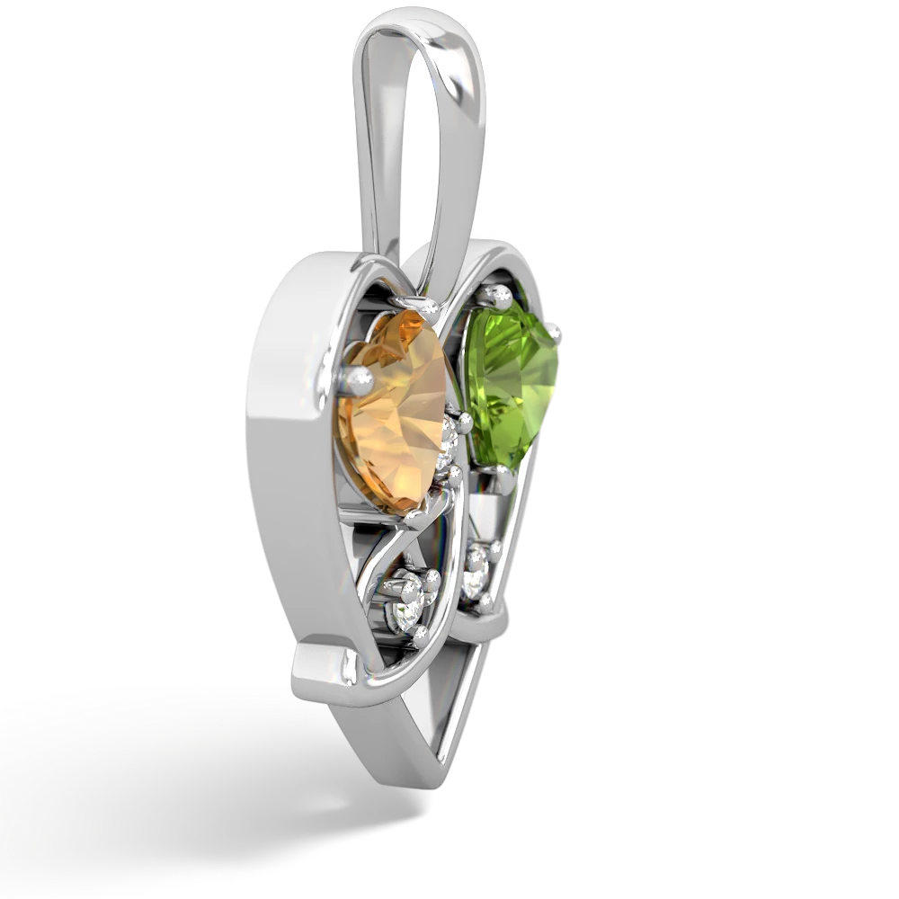 Citrine Celtic Trinity Heart 14K White Gold pendant P5331