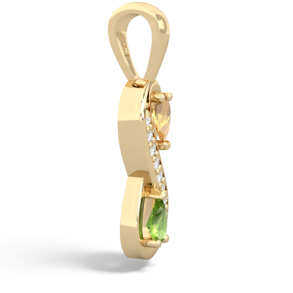 Citrine Diamond Infinity 14K Yellow Gold pendant P5390