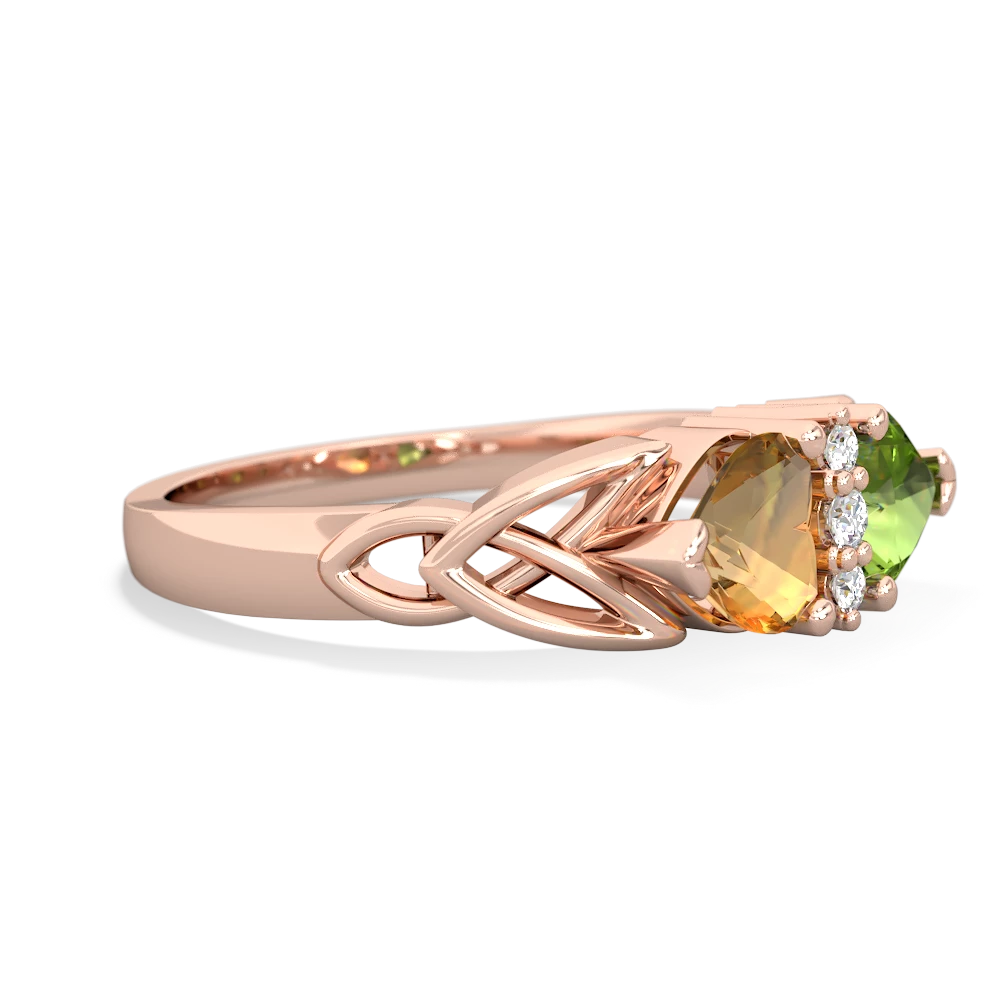 Citrine Celtic Knot Double Heart 14K Rose Gold ring R5040