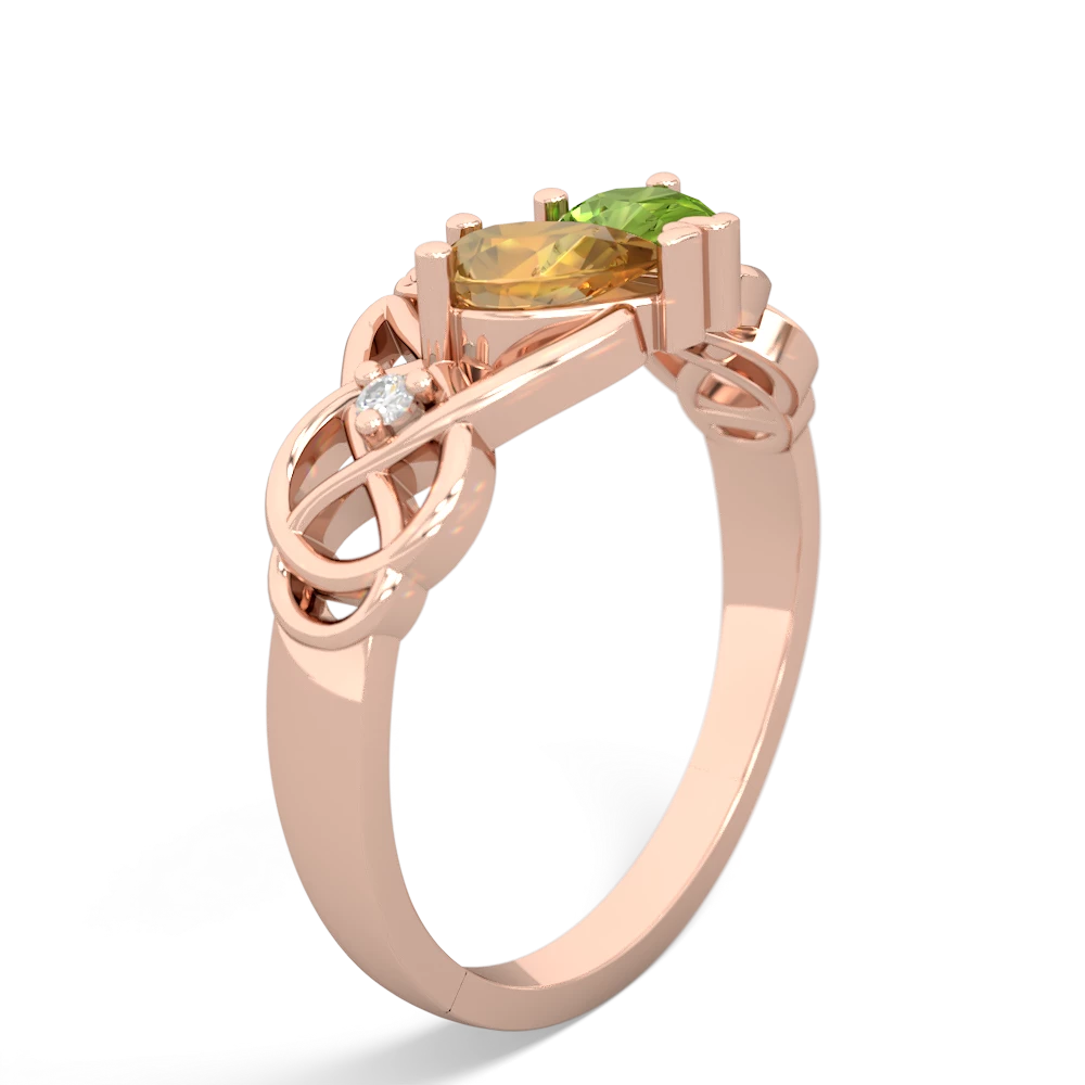 Citrine 'One Heart' Celtic Knot Claddagh 14K Rose Gold ring R5322