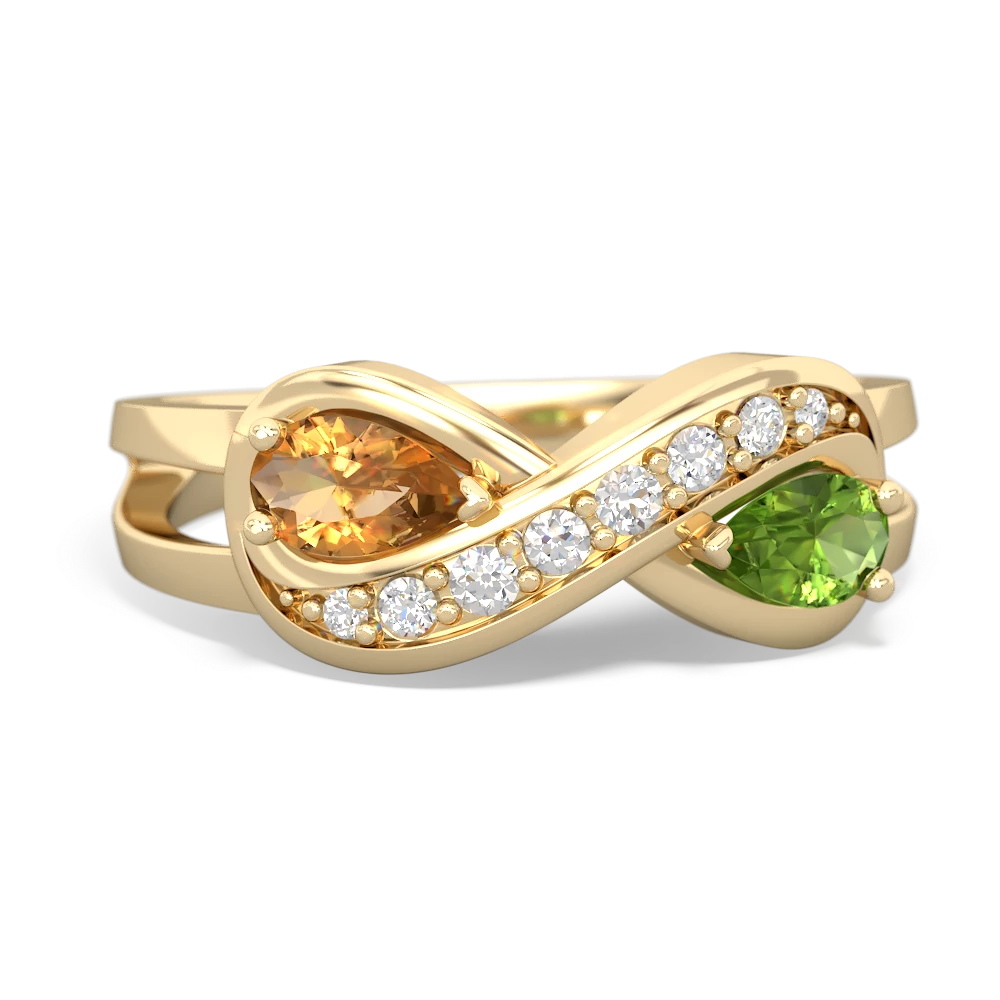 Citrine Diamond Infinity 14K Yellow Gold ring R5390