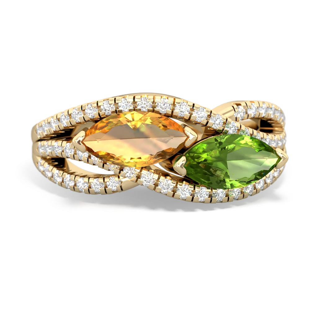 Citrine Diamond Rivers 14K Yellow Gold ring R3070