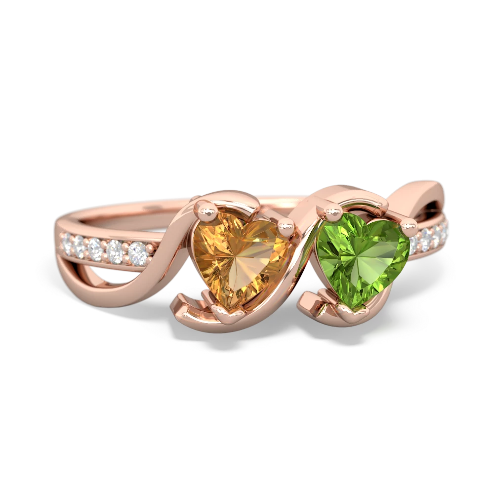 Citrine Side By Side 14K Rose Gold ring R3090