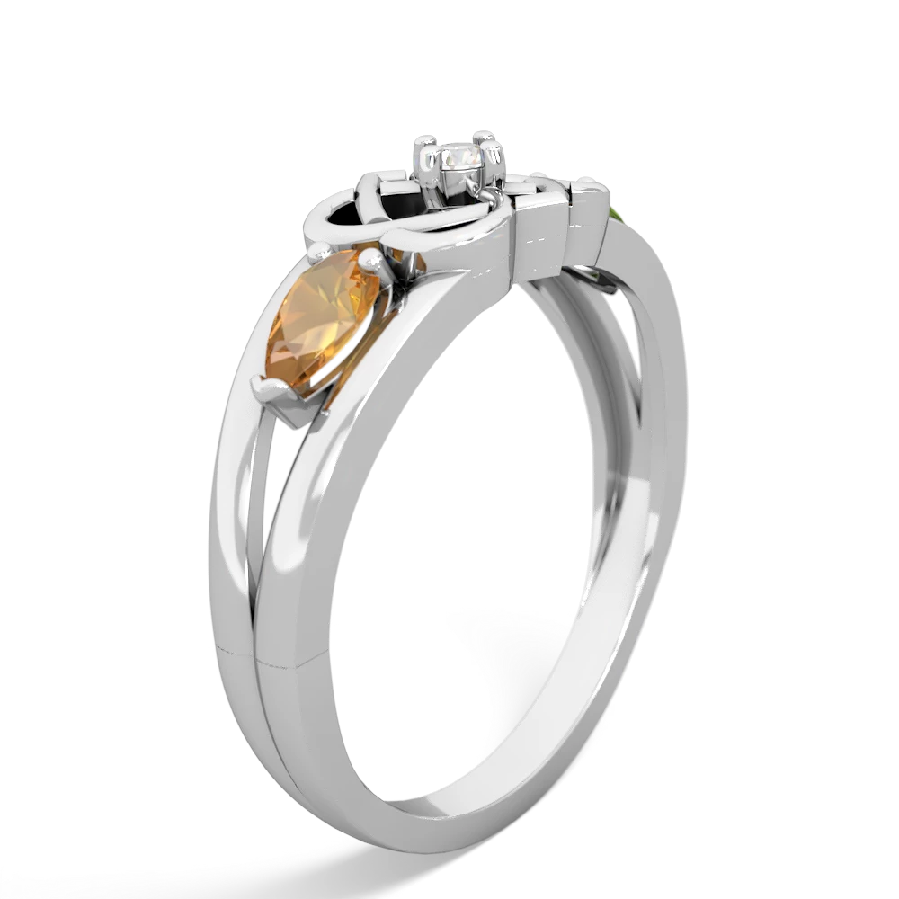 Citrine Hearts Intertwined 14K White Gold ring R5880