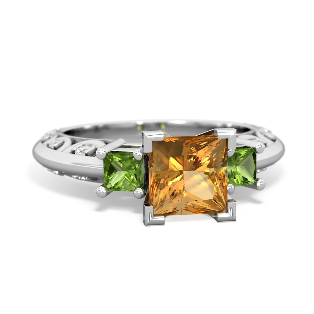 Citrine Eternal Embrace Engagement 14K White Gold ring C2001