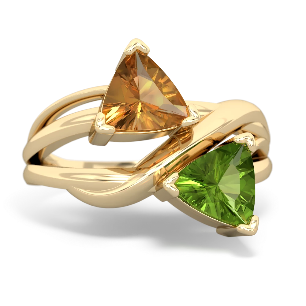 Citrine Split Band Swirl 14K Yellow Gold ring R2341